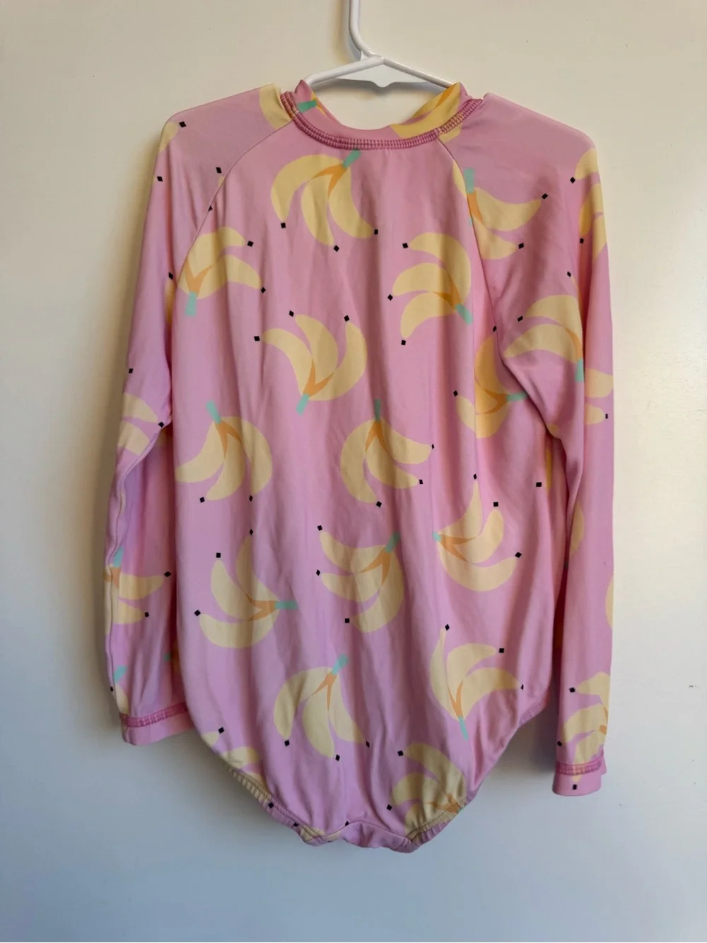 Hanna Andersson One-Piece Rashguard Swimsuit pink banana 5T long sleeve mockneck